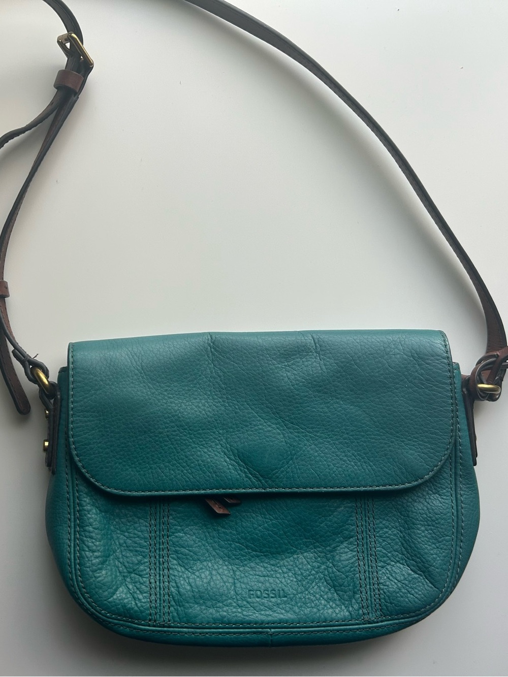 Fossil Teal Leather Crossbody Shoulder Bag